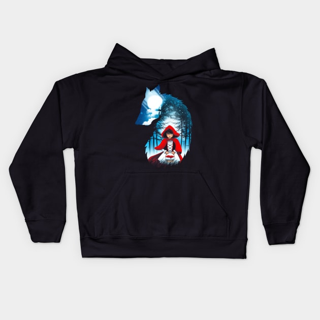 Red Hood Wolf Kids Hoodie by Vincent Trinidad Art